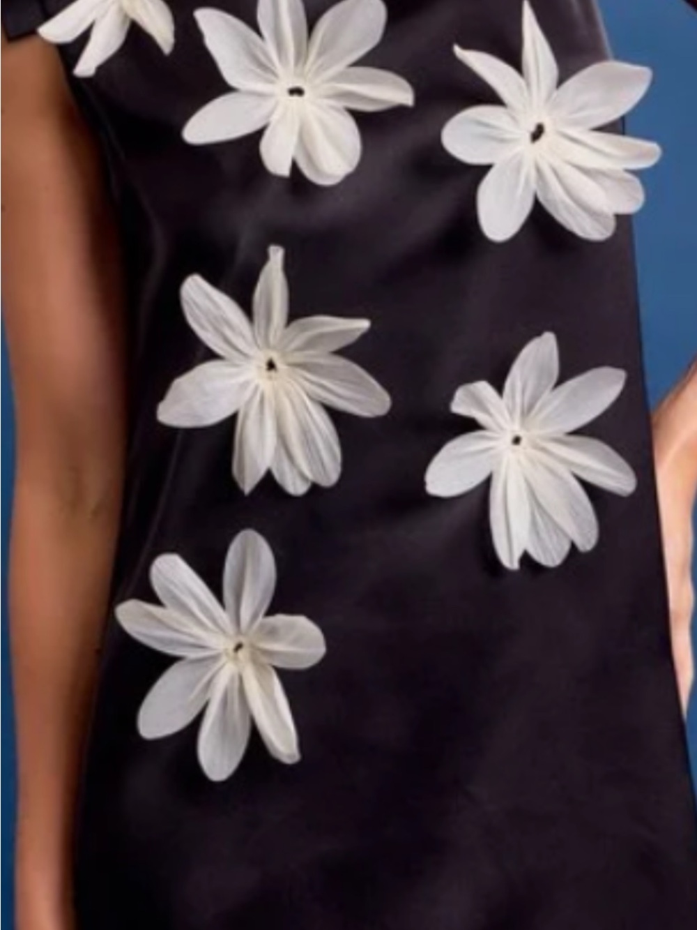 XM.studio Black 3D Floral Applique Mini Dress Chic Mod Coquette Fairycore Large